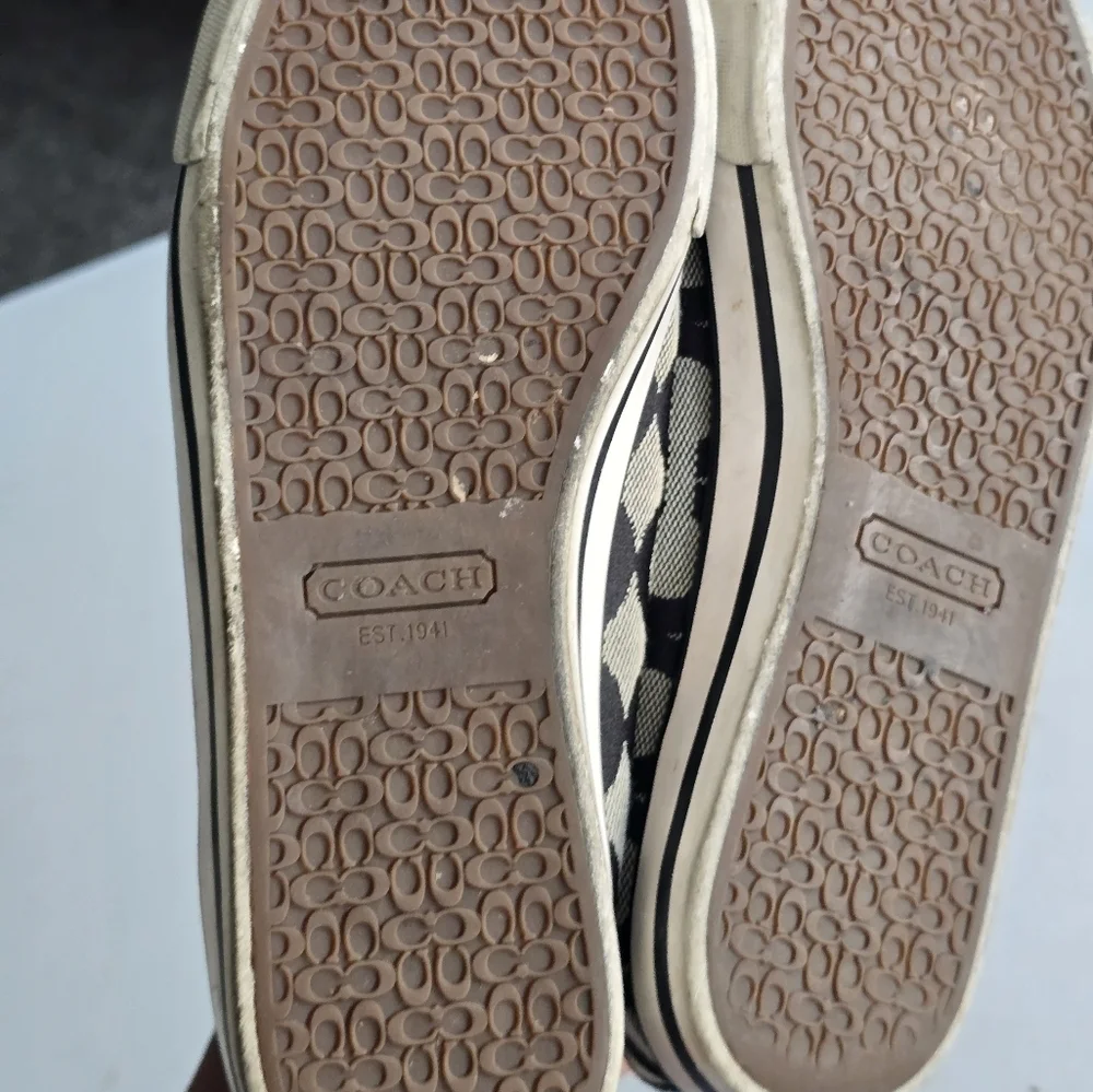 Coach Cardinal High Top Sneakers Women Sz 8B Black White Signature Logo … - Picture 12 of 16